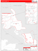 St. Martin Parish (County), LA Digital Map Red Line Style